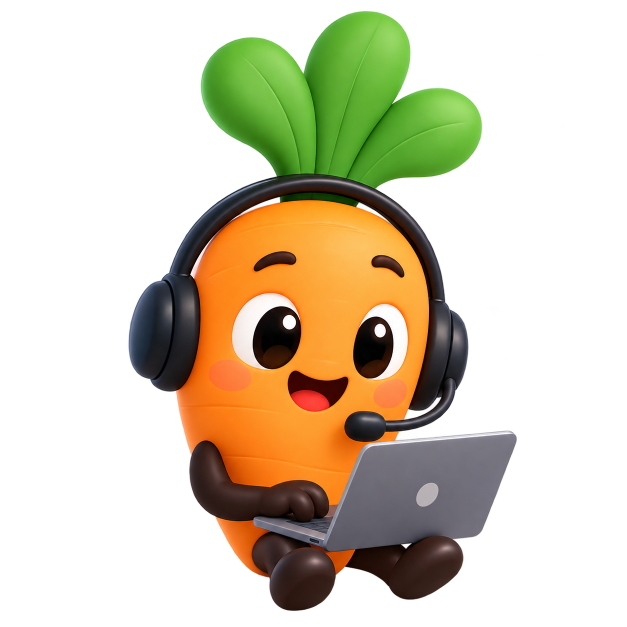 Pip, the Start Demand guide, working at a laptop